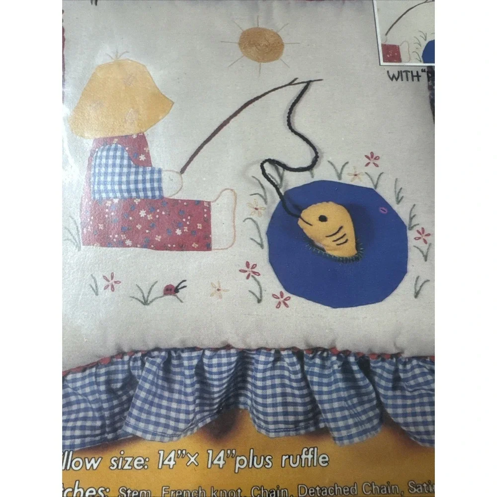 Hazel's Needlework Kaboodles Applique/Embroidery Fishing Pond Pocket Pillow Kit